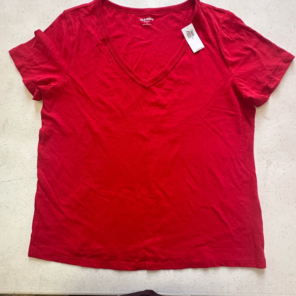 Old Navy Women's Bright Red V-Neck Tee